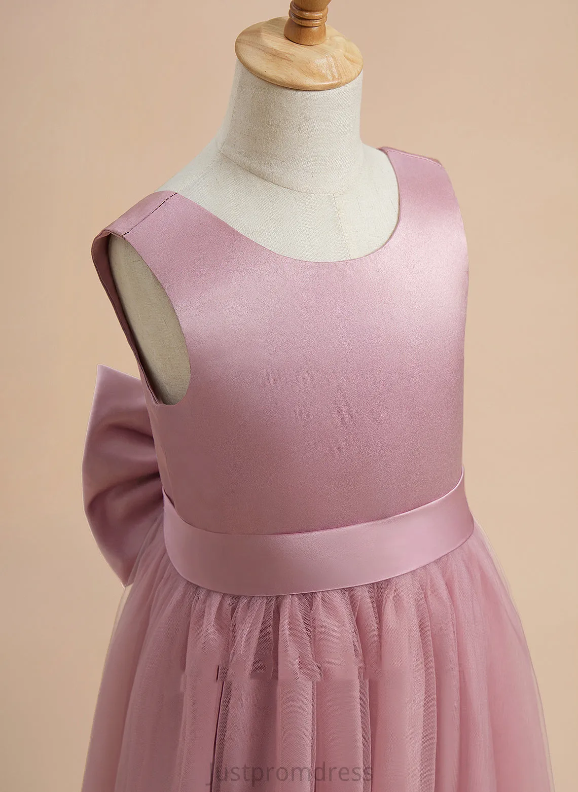 - Satin/Tulle Neck Dress Bow(s) Lorna Flower Girl Dresses A-Line Sleeveless Flower With Scoop Floor-length Girl