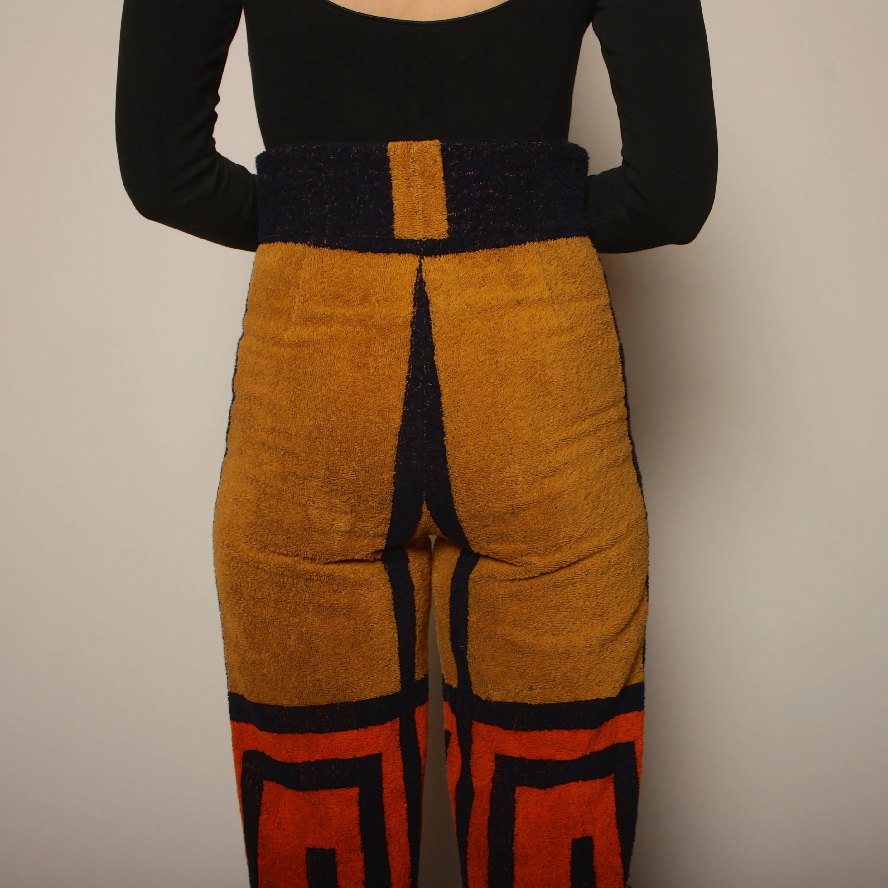 70's Graphic Greek Key High Waist Towel Pants