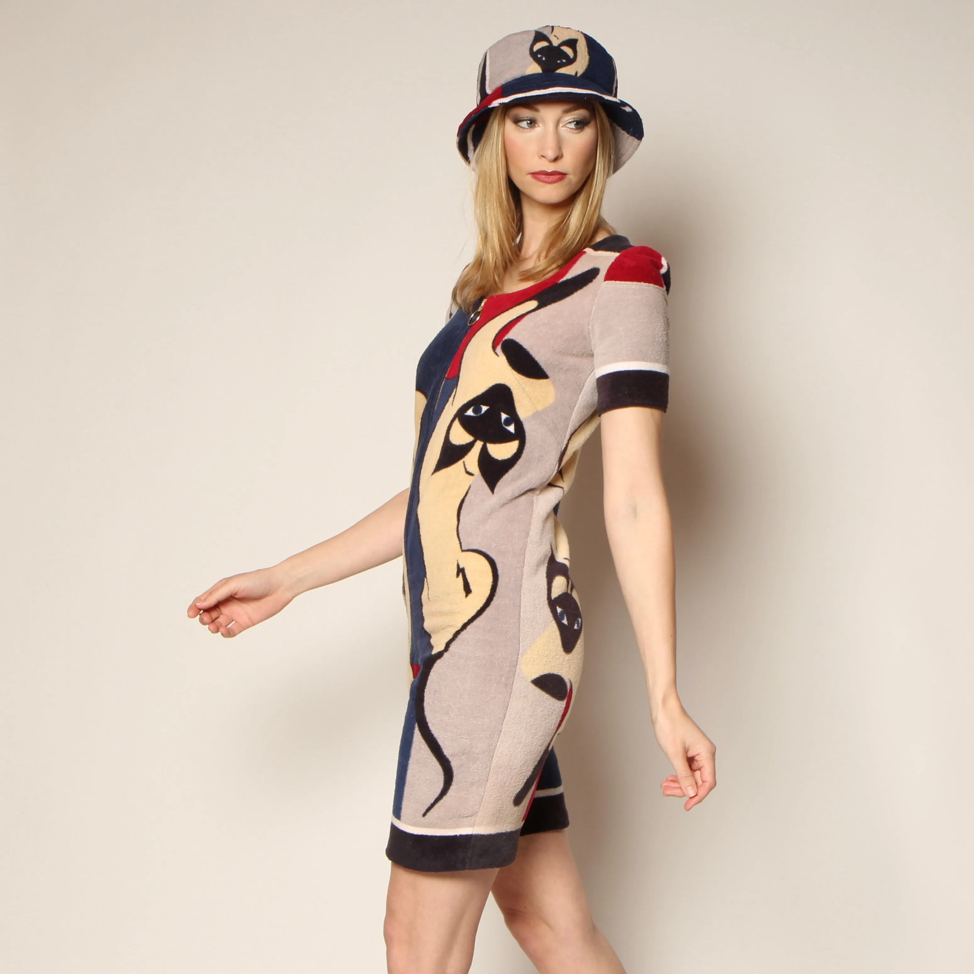 80's Hilasal Siamese Cats Romper   Hat Set