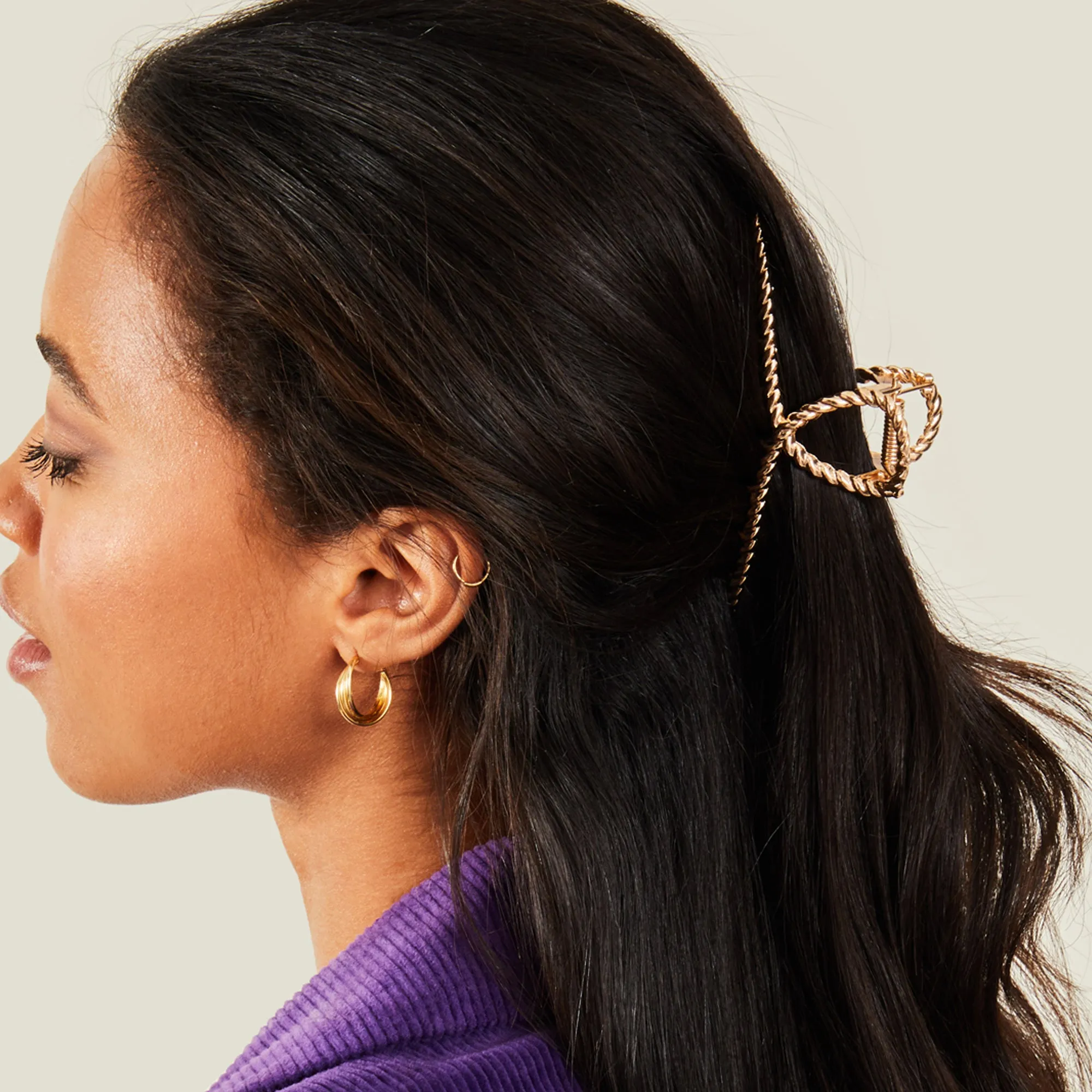 Accessorize London Women's Gold Twisted Metal Claw Clip