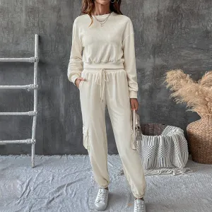 Autumn and Winter Solid Color Texture Casual Sweater Set