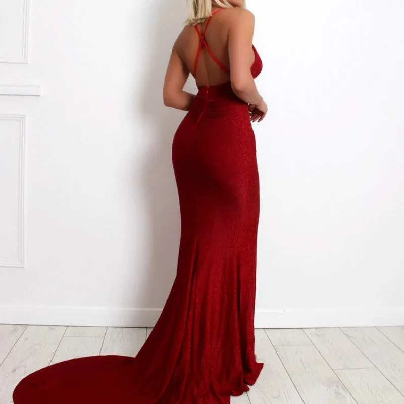 Backless Floor Length Sling Dress