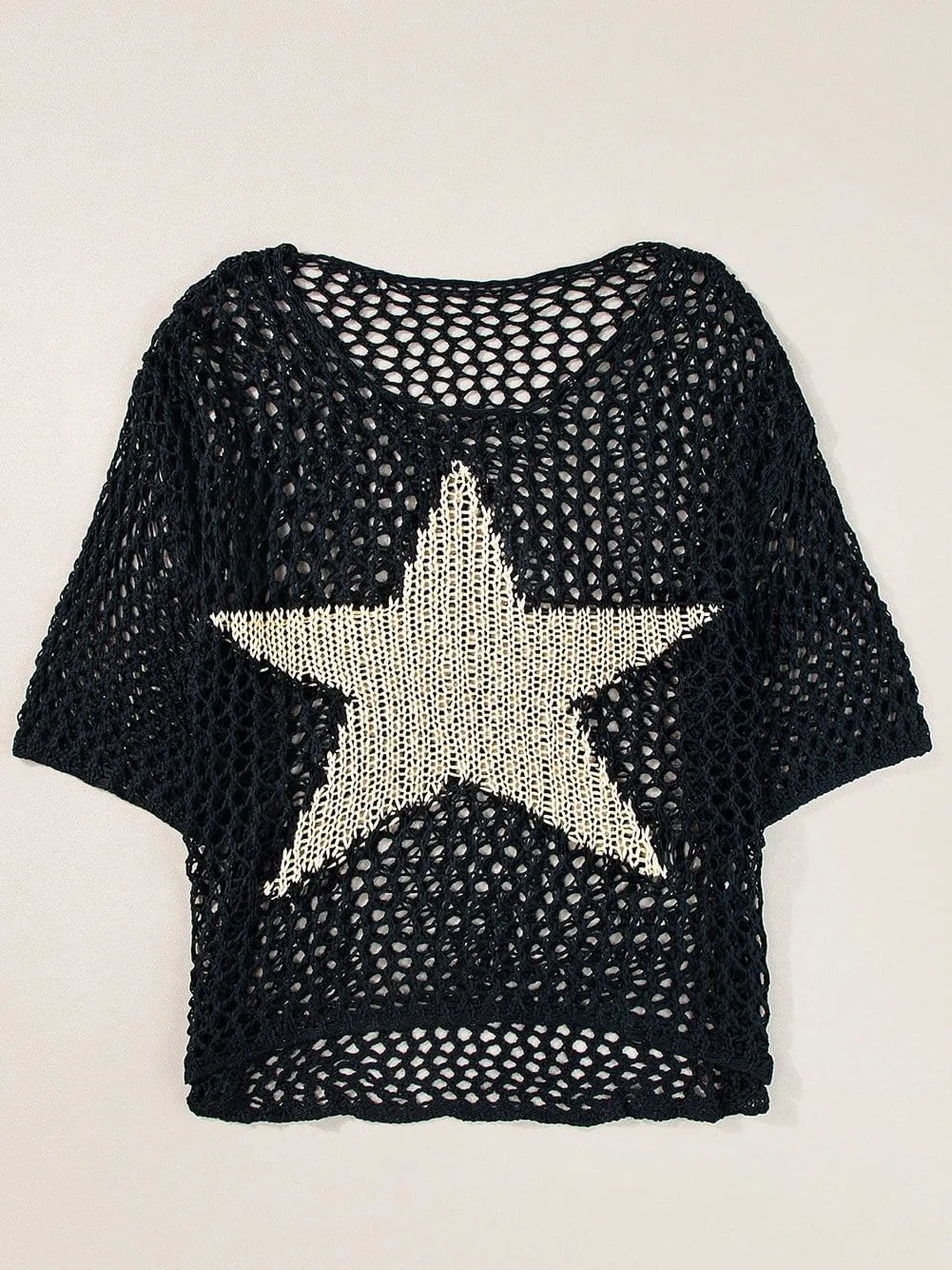 Beach Crochet Knit Top with Star Accent