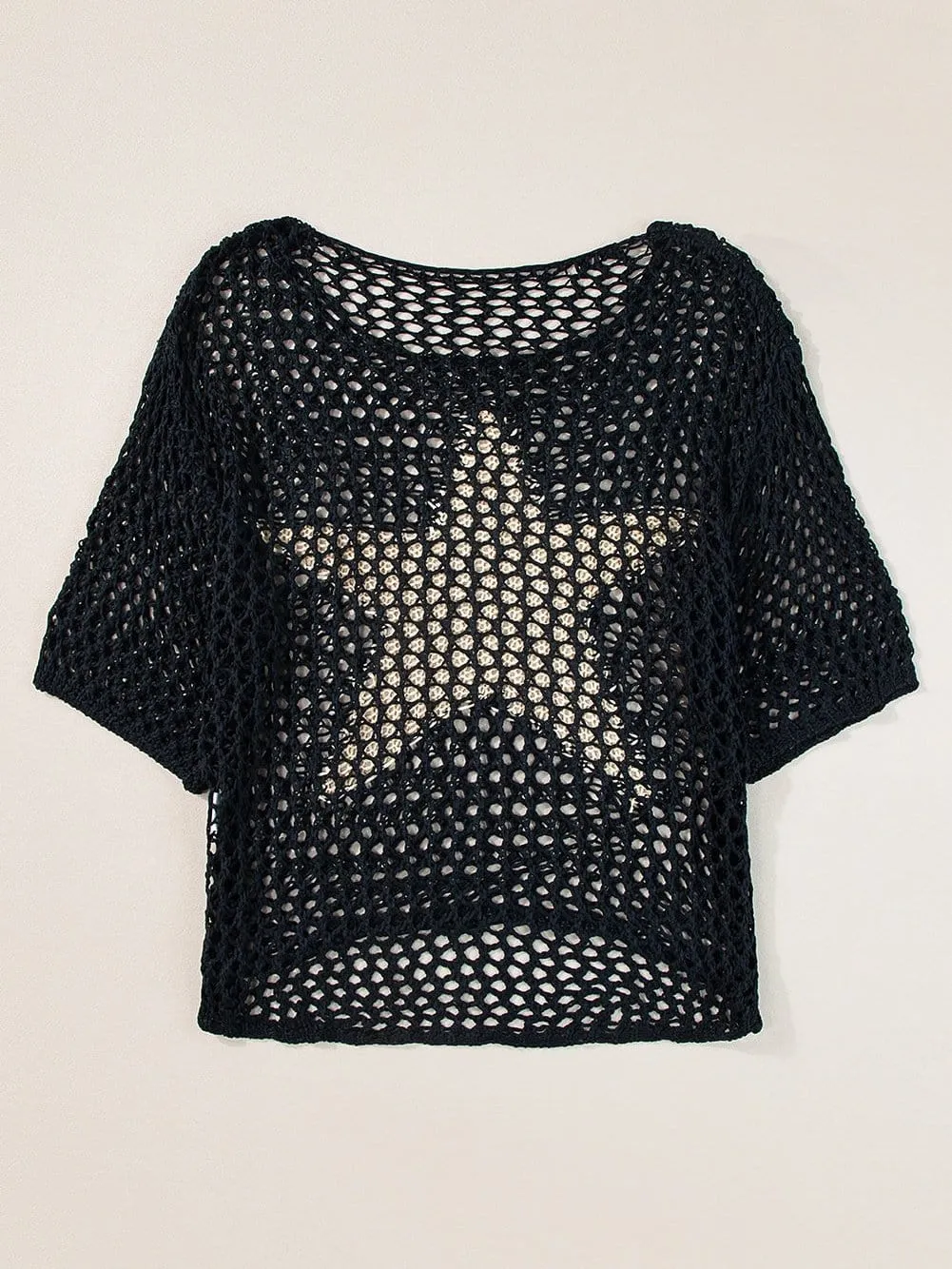 Beach Crochet Knit Top with Star Accent