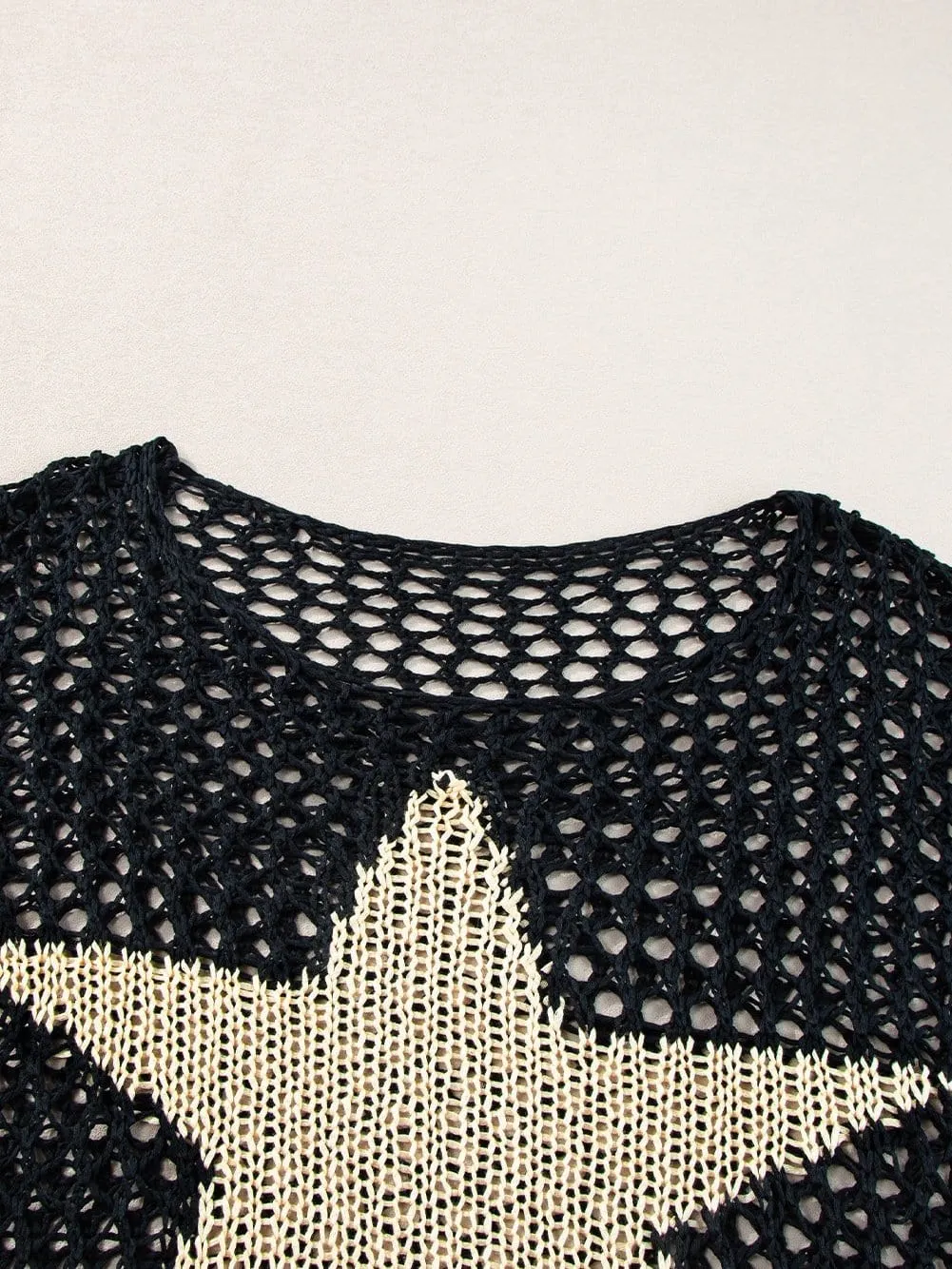 Beach Crochet Knit Top with Star Accent