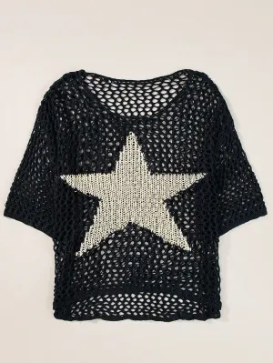 Beach Crochet Knit Top with Star Accent