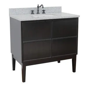 Bellaterra 37" Single Vanity Cappuccino Finish Top with Gray Granite and Rectangle Sink 400503-CP-GYR