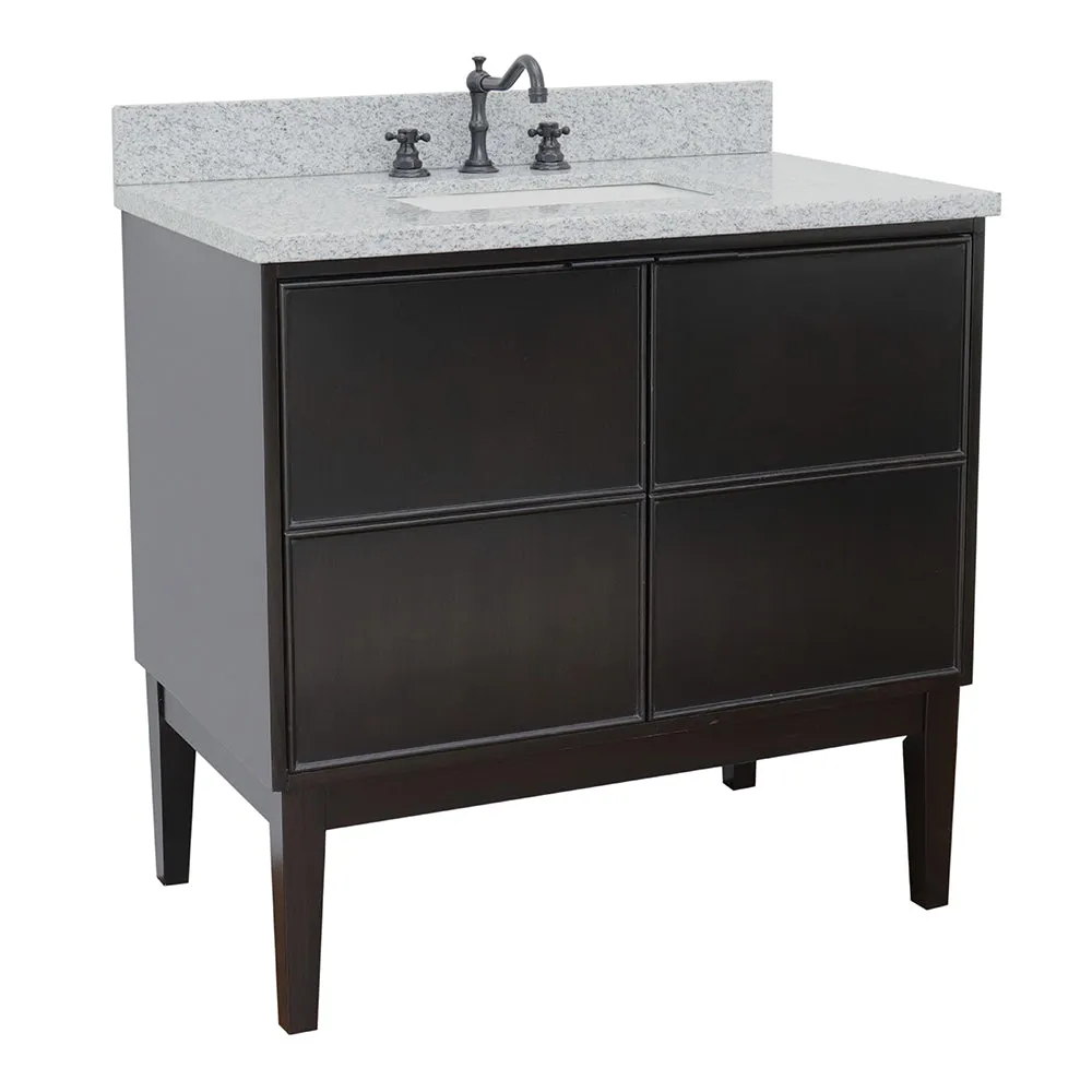 Bellaterra 37" Single Vanity Cappuccino Finish Top with Gray Granite and Rectangle Sink 400503-CP-GYR