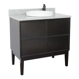 Bellaterra 37" Single Vanity Cappuccino Finish Top with Gray Granite and Round Sink 400503-CP-GYRD