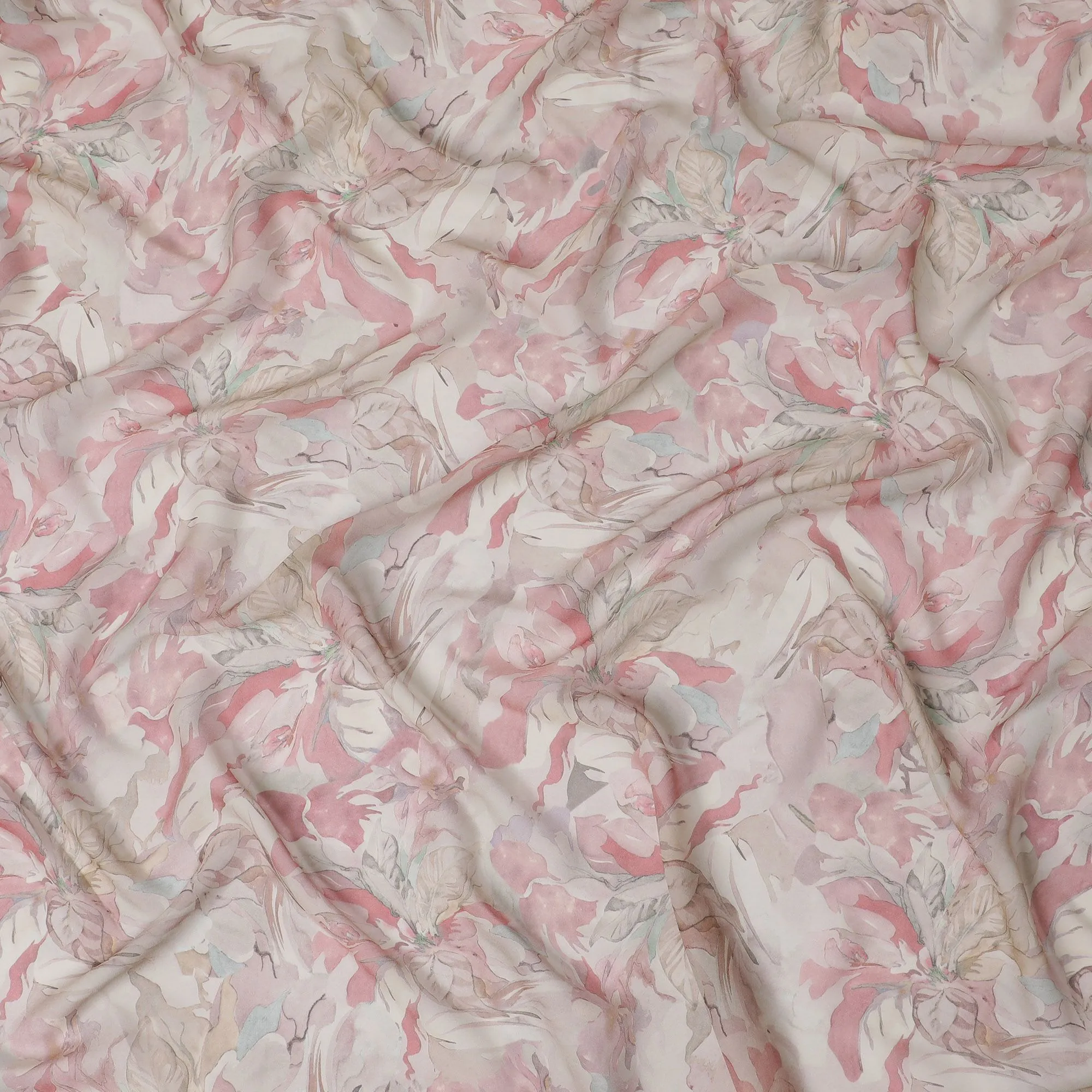 Blossom Whispers Viscose Crepe Fabric - 110cm Wide, Subtle Elegance, Online Purchase-D18104