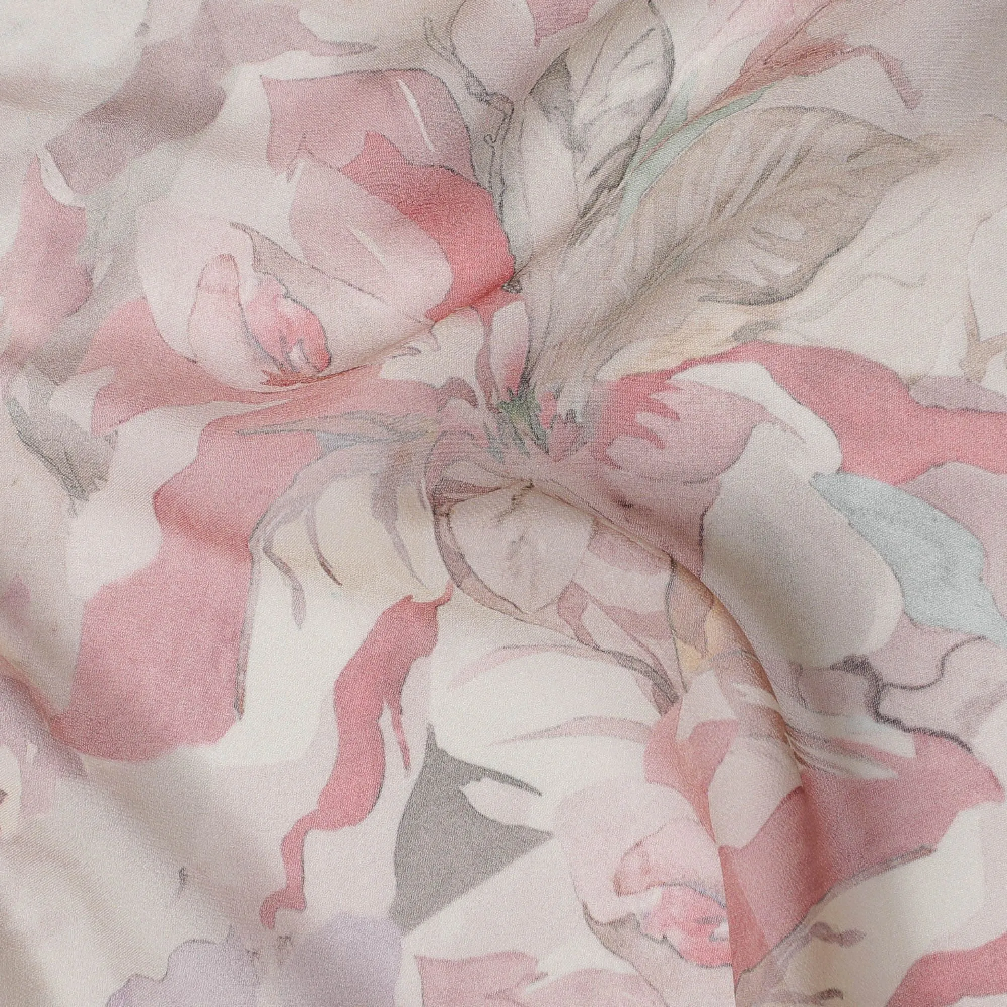 Blossom Whispers Viscose Crepe Fabric - 110cm Wide, Subtle Elegance, Online Purchase-D18104