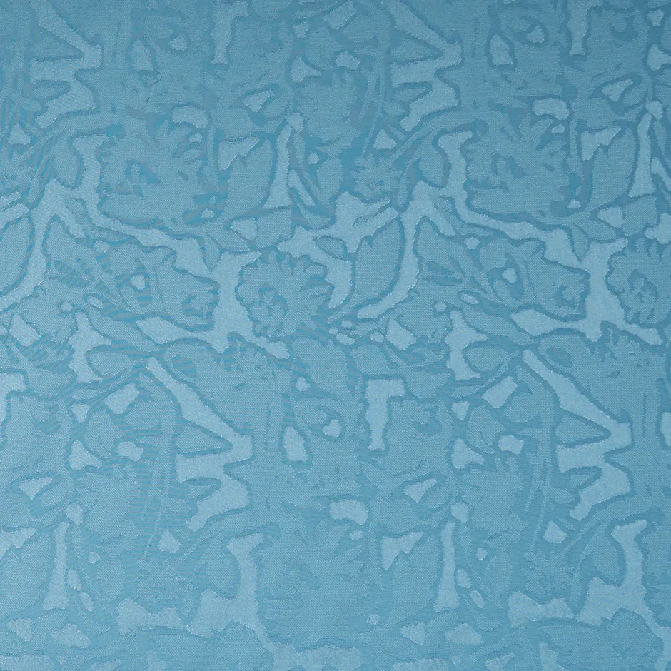 Blue Abstract Floral Jacquard Microfibre Crêpe