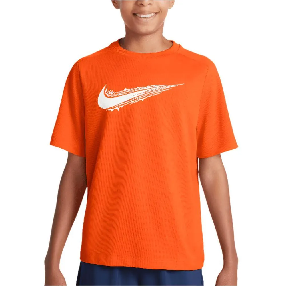 Boy`s Dri-Fit Multi Short Sleeve Training Top Safety Orange and White