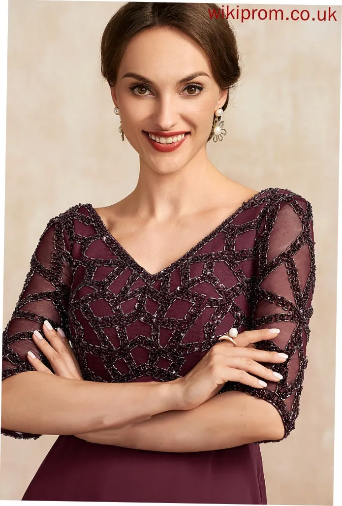 Bride Floor-Length Mother of the Bride Dresses Mother V-neck With of Beading Dress Chiffon Lara Empire the