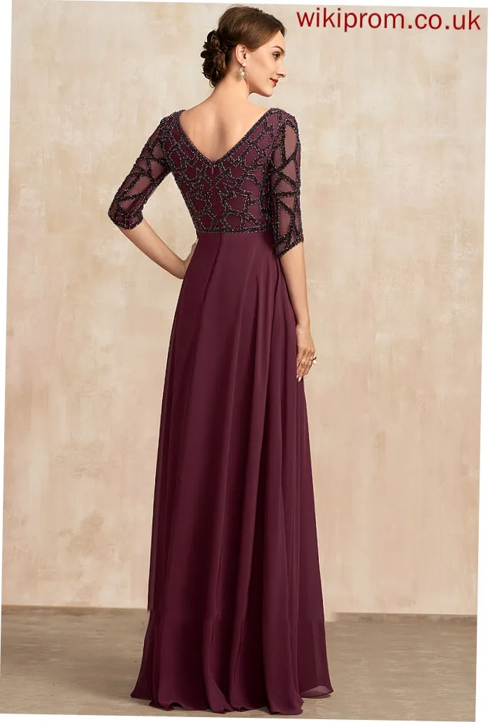 Bride Floor-Length Mother of the Bride Dresses Mother V-neck With of Beading Dress Chiffon Lara Empire the