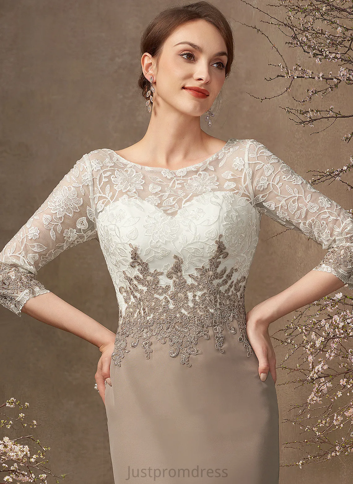 Chiffon Dress Sheath/Column of Lace the Scoop Mother of the Bride Dresses Madelyn Neck Knee-Length Bride Mother