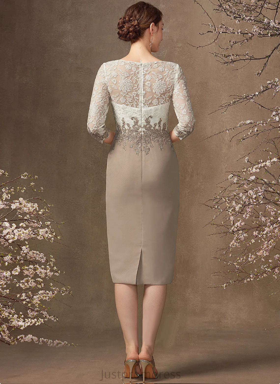 Chiffon Dress Sheath/Column of Lace the Scoop Mother of the Bride Dresses Madelyn Neck Knee-Length Bride Mother