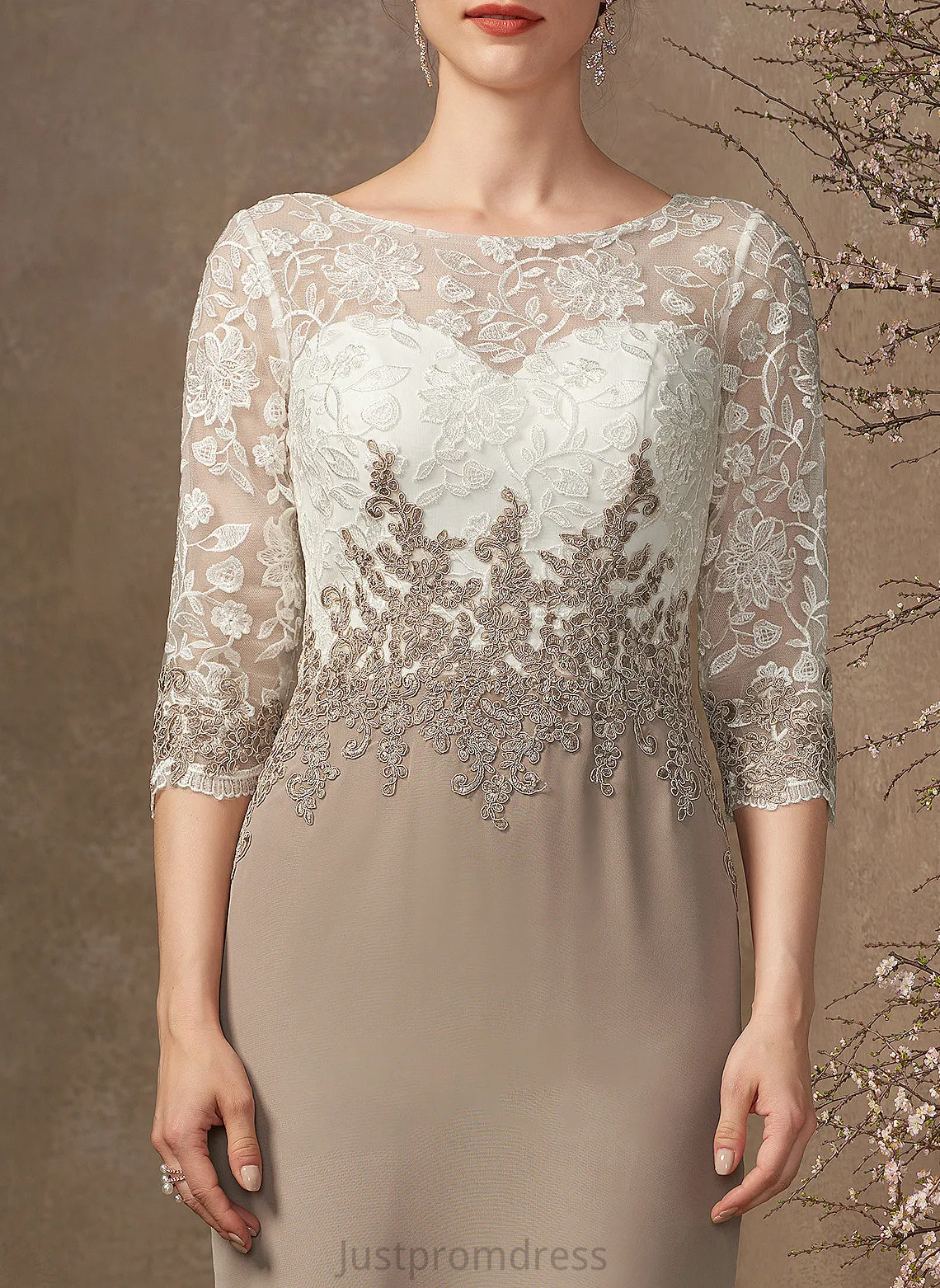 Chiffon Dress Sheath/Column of Lace the Scoop Mother of the Bride Dresses Madelyn Neck Knee-Length Bride Mother