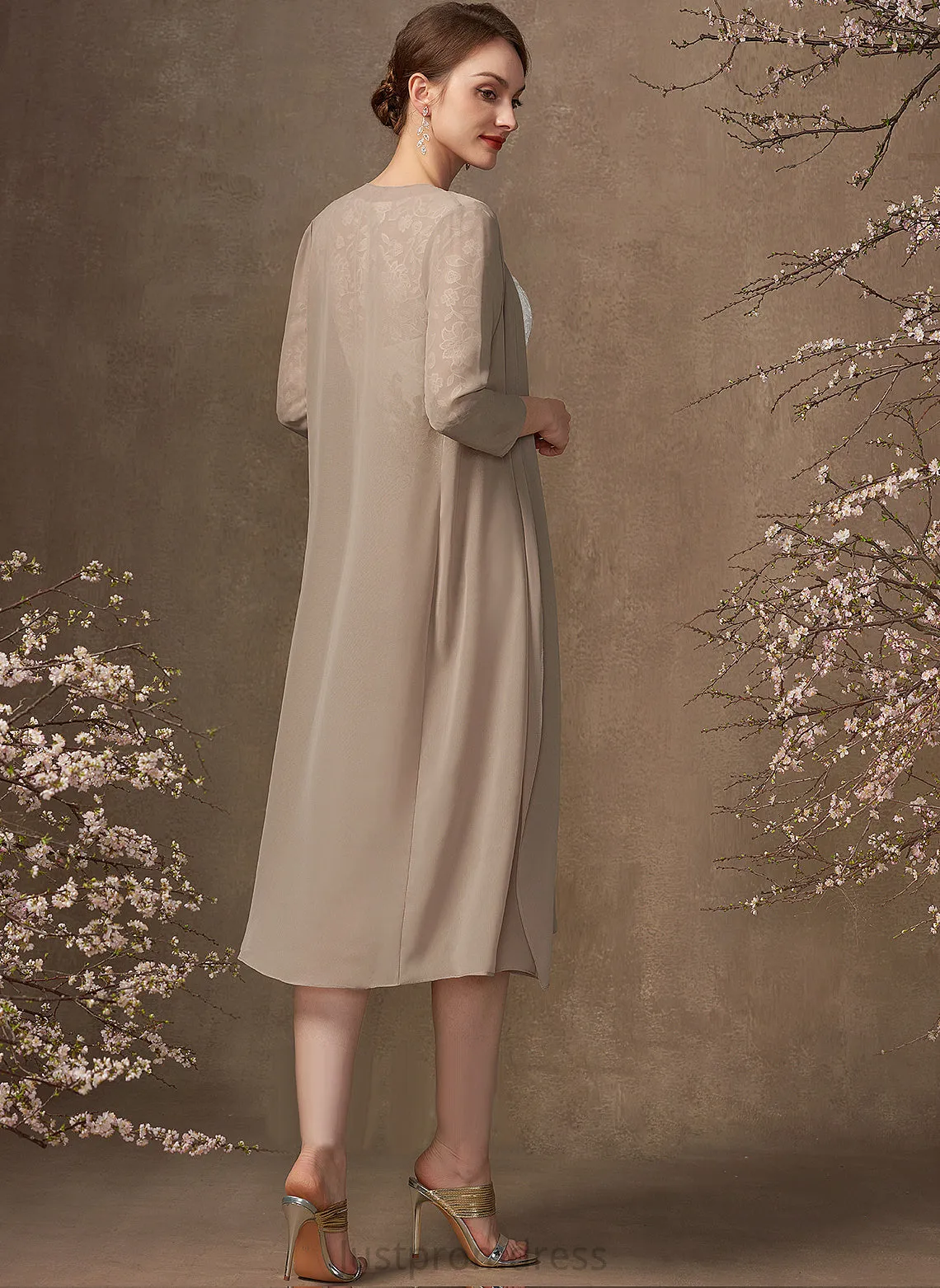 Chiffon Dress Sheath/Column of Lace the Scoop Mother of the Bride Dresses Madelyn Neck Knee-Length Bride Mother