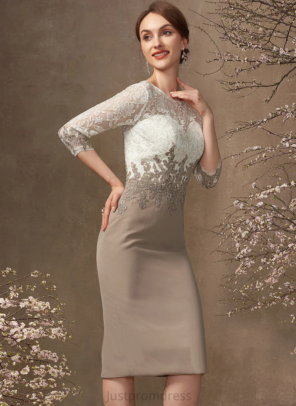 Chiffon Dress Sheath/Column of Lace the Scoop Mother of the Bride Dresses Madelyn Neck Knee-Length Bride Mother