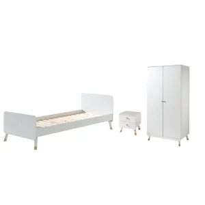 Combinaison Lit Billy Blanc, Armoire & Table de Chevet