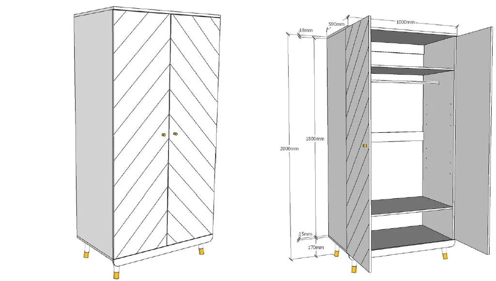 Combinaison Lit Billy Blanc, Armoire & Table de Chevet
