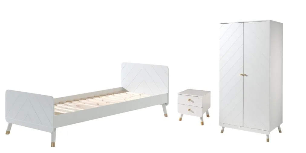 Combinaison Lit Billy Blanc, Armoire & Table de Chevet