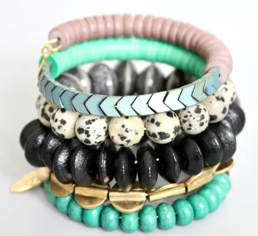 David Aubrey - Turquoise, Black, & Gray Wrap Bracelet