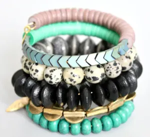 David Aubrey - Turquoise, Black, & Gray Wrap Bracelet