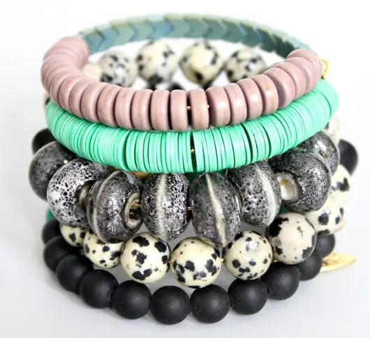 David Aubrey - Turquoise, Black, & Gray Wrap Bracelet