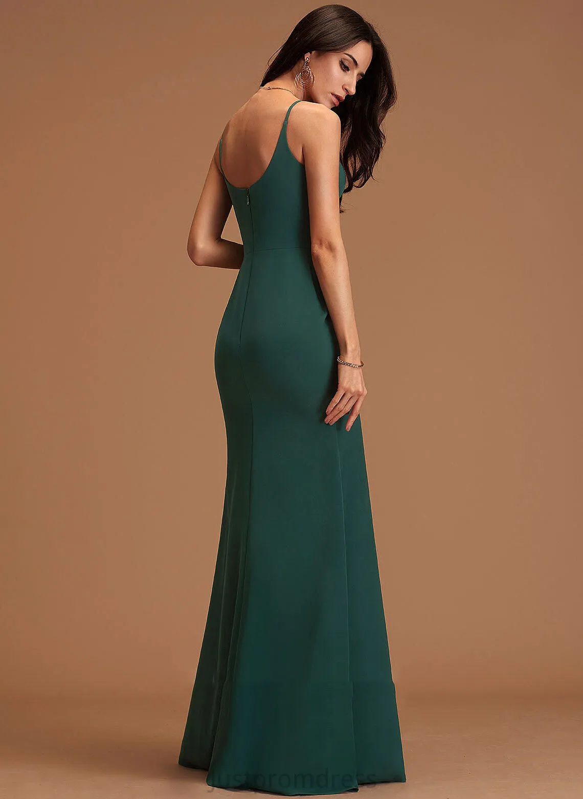 Dresses Stretch Formal Dresses Crepe Sheath V-Neck Meghan