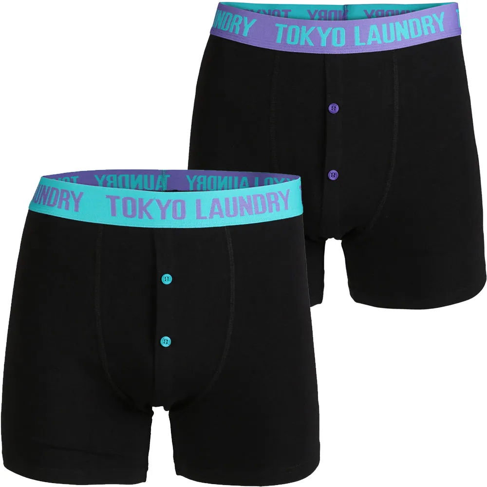 Eaglet (2 pack) Boxer Shorts Set in Purple / Virdian Green  - Tokyo Laundry