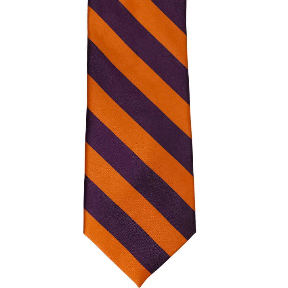 Eggplant Purple and Burnt Orange Striped Tie