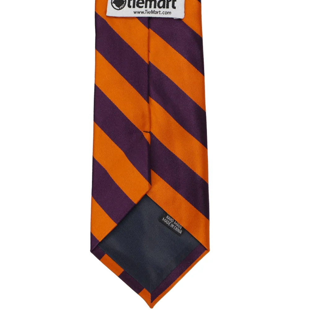 Eggplant Purple and Burnt Orange Striped Tie