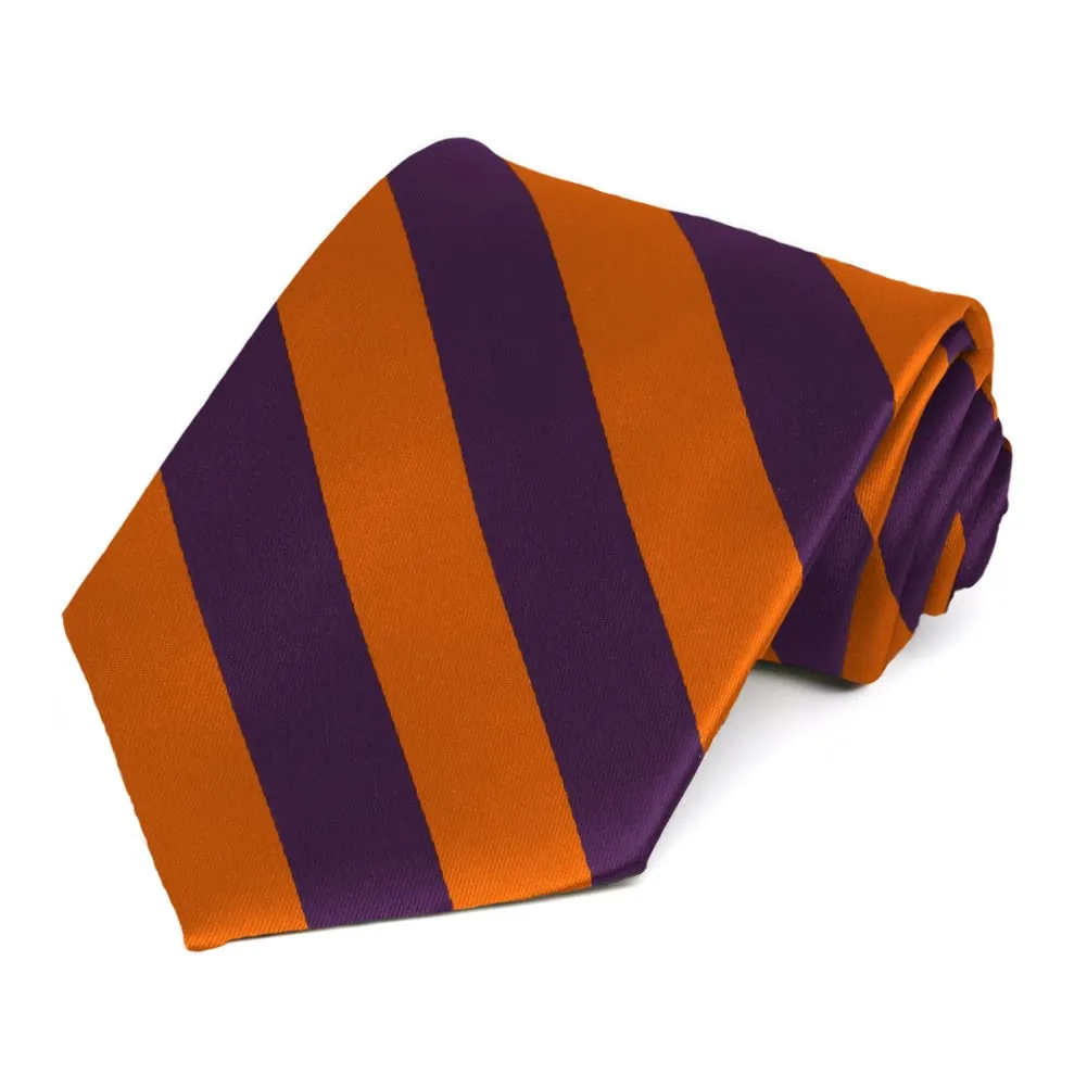 Eggplant Purple and Burnt Orange Striped Tie
