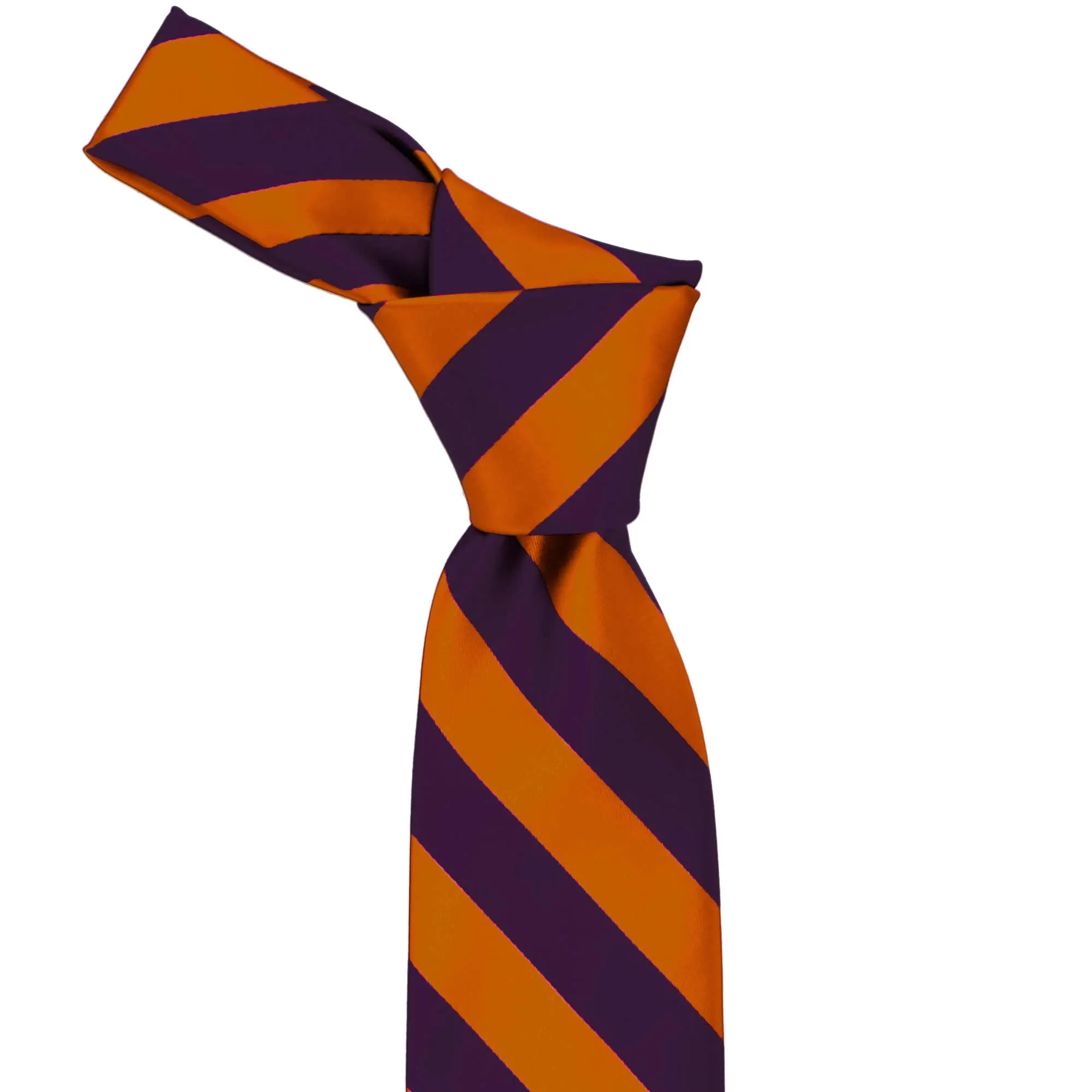 Eggplant Purple and Burnt Orange Striped Tie