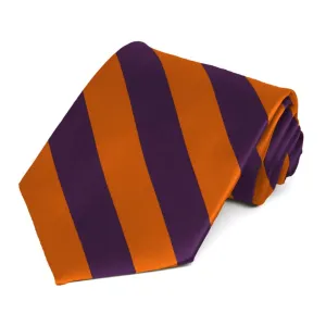 Eggplant Purple and Burnt Orange Striped Tie