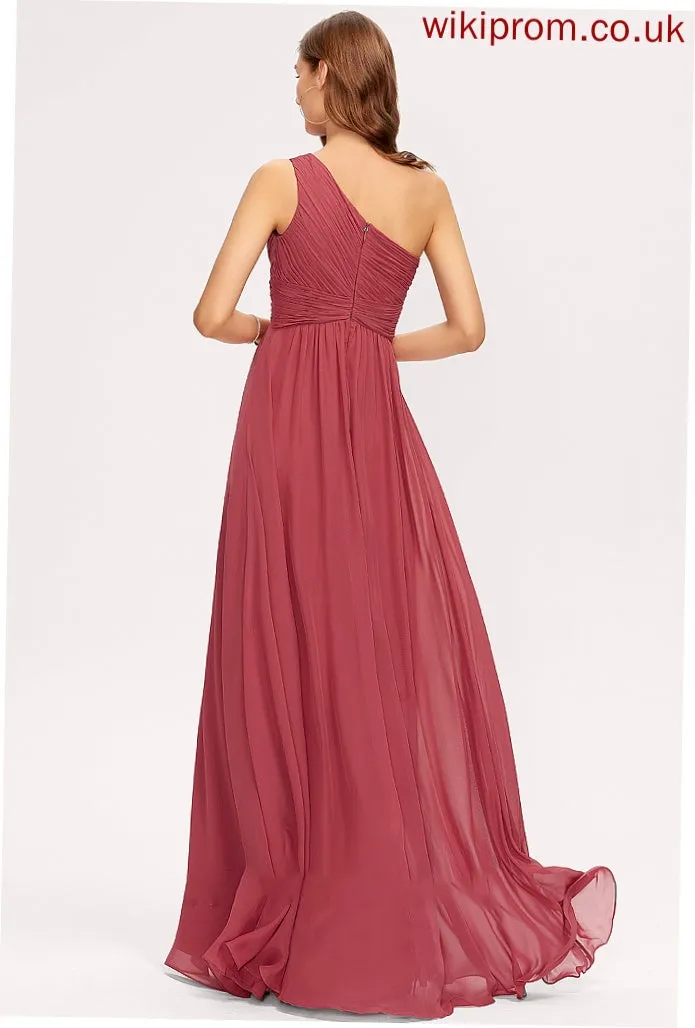 Embellishment One-Shoulder A-Line Floor-Length Ruffle Silhouette Length Fabric Neckline Alison Bridesmaid Dresses