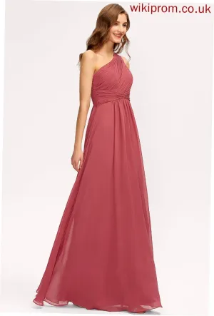 Embellishment One-Shoulder A-Line Floor-Length Ruffle Silhouette Length Fabric Neckline Alison Bridesmaid Dresses