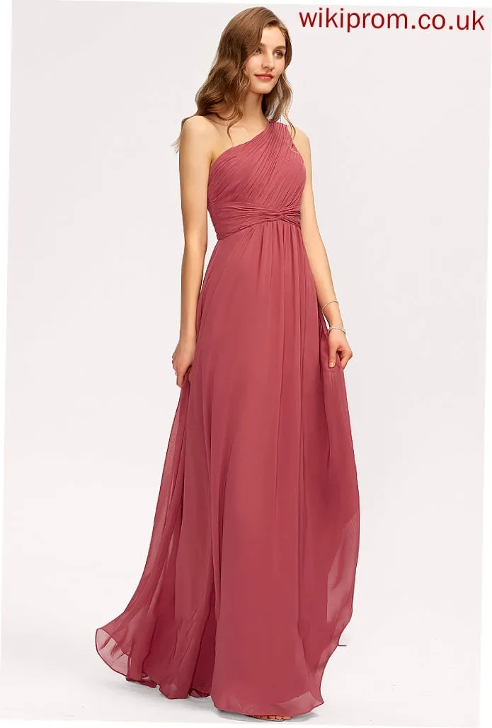 Embellishment One-Shoulder A-Line Floor-Length Ruffle Silhouette Length Fabric Neckline Alison Bridesmaid Dresses