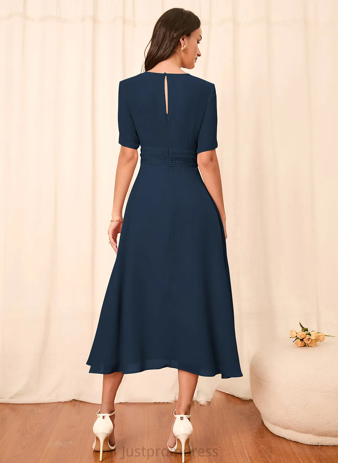 Fabric Straps Sleeves Knee-Length Silhouette A-Line Length Sleeve Gabriela A-Line/Princess Knee Length Natural Waist Bridesmaid Dresses