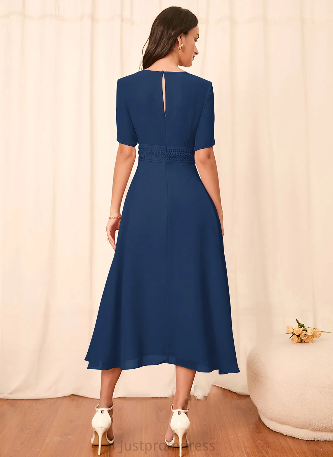 Fabric Straps Sleeves Knee-Length Silhouette A-Line Length Sleeve Gabriela A-Line/Princess Knee Length Natural Waist Bridesmaid Dresses