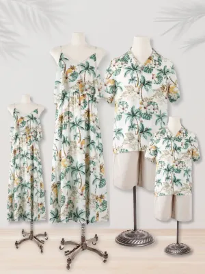 Family Style Twinning In Tropical Print Outfit