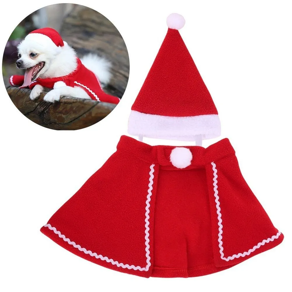 Fashionable Christmas Hat And Cloak Christmas Pet Outfit