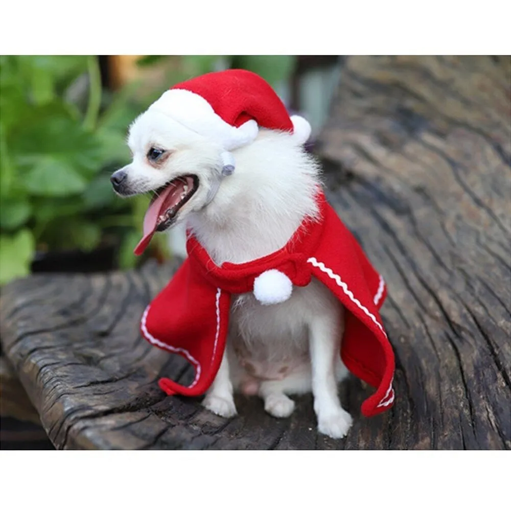 Fashionable Christmas Hat And Cloak Christmas Pet Outfit