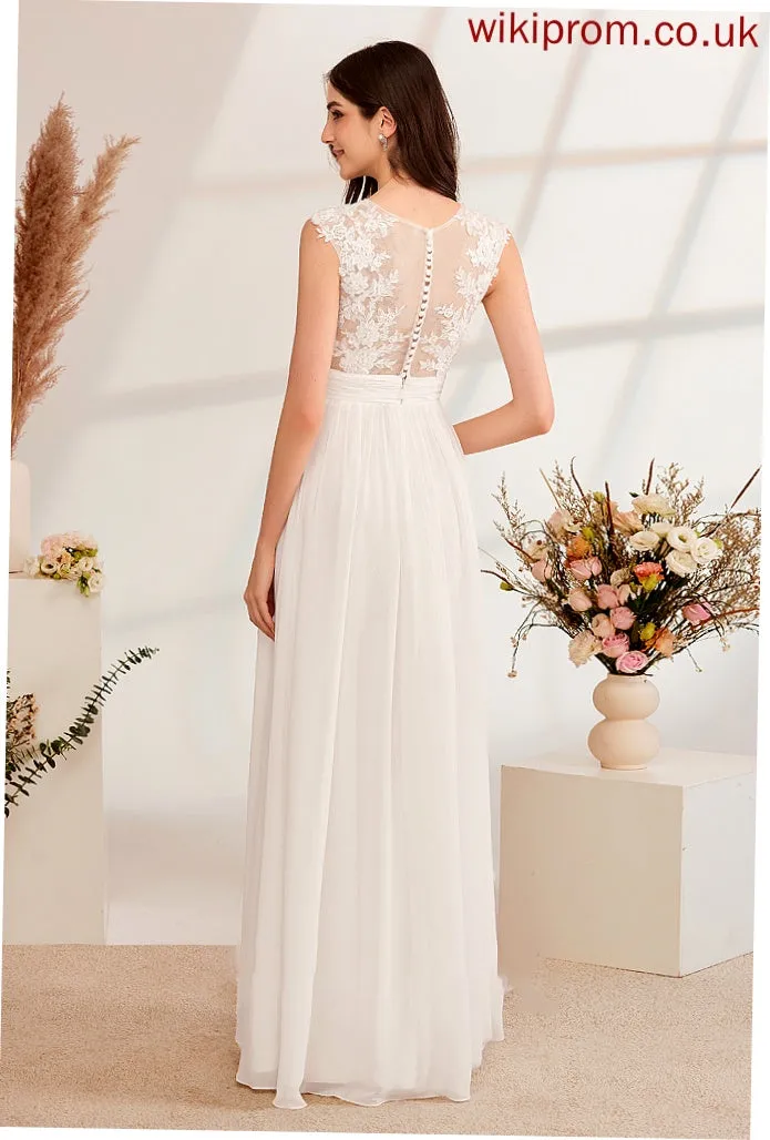 Floor-Length A-Line Meredith With Dress Wedding Split Wedding Dresses Front Beading Illusion