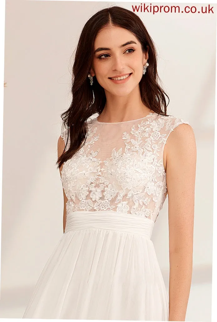 Floor-Length A-Line Meredith With Dress Wedding Split Wedding Dresses Front Beading Illusion