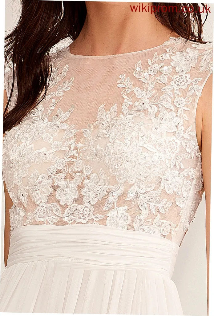 Floor-Length A-Line Meredith With Dress Wedding Split Wedding Dresses Front Beading Illusion
