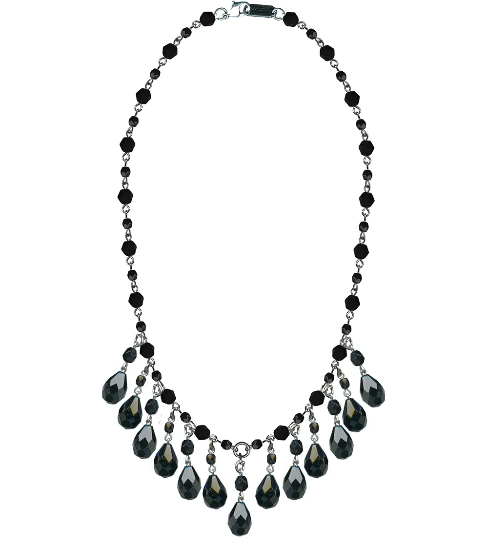 Glamware Faceted Jet Drop Necklace by Classic Hardware