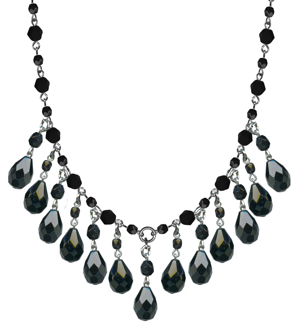 Glamware Faceted Jet Drop Necklace by Classic Hardware